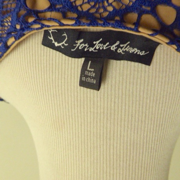 FOR LOVE & LEMONS Grace blue lace crop top new L - Picture 8 of 8